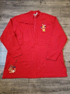 VTG Disney Catalog Size XL Winnie the Pooh and Piglet 1/2-Zip Long-Sleeve Shirt